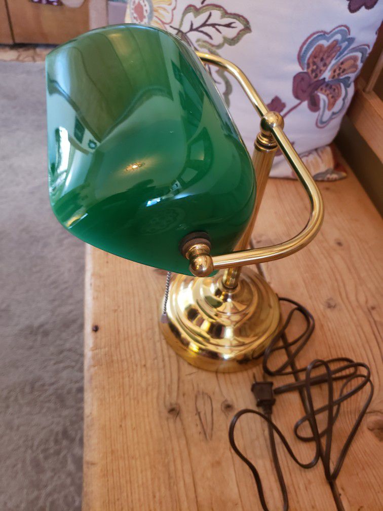 Brass & Glass Library Lamp 