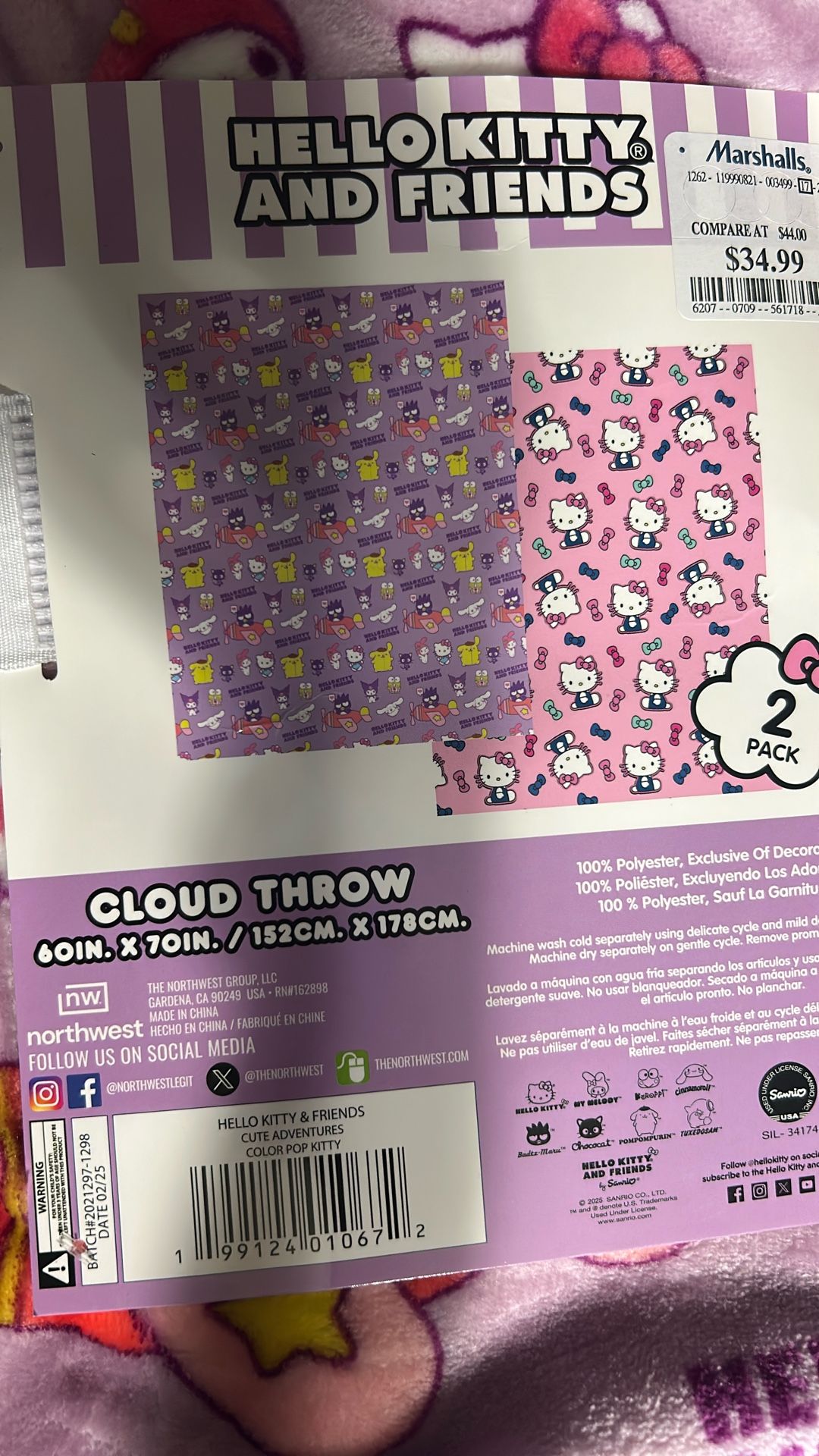 Hello Kitty Blankets Two Pack $100