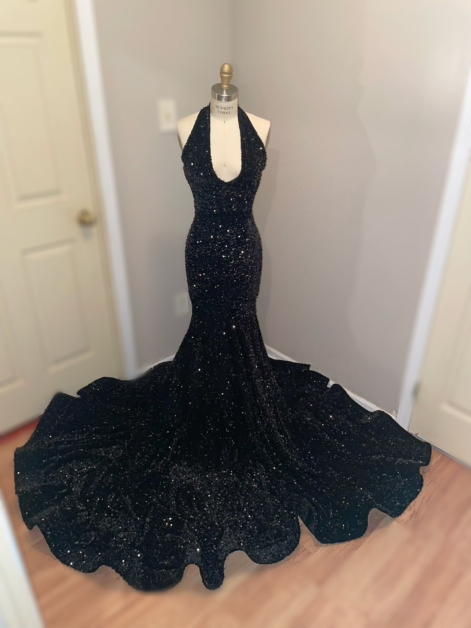 Sequin Velvet Prom Gown