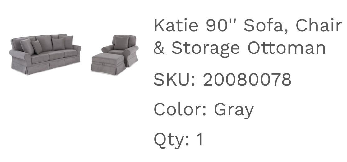 (Must Go Today - $100 Total!!) Sofa, Chair & Storage Ottoman Set 