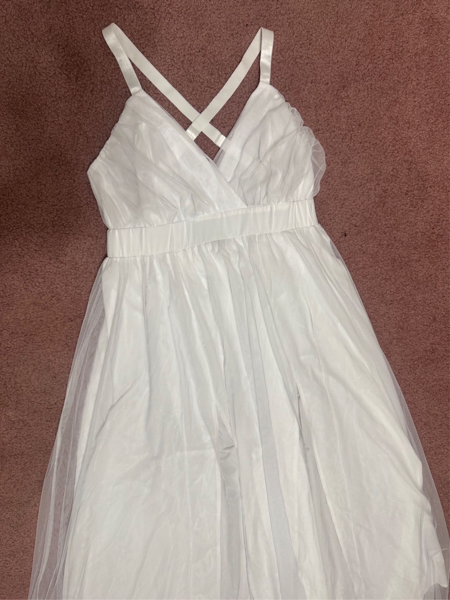 New xl white telle long stretchy dress boho sleeveless