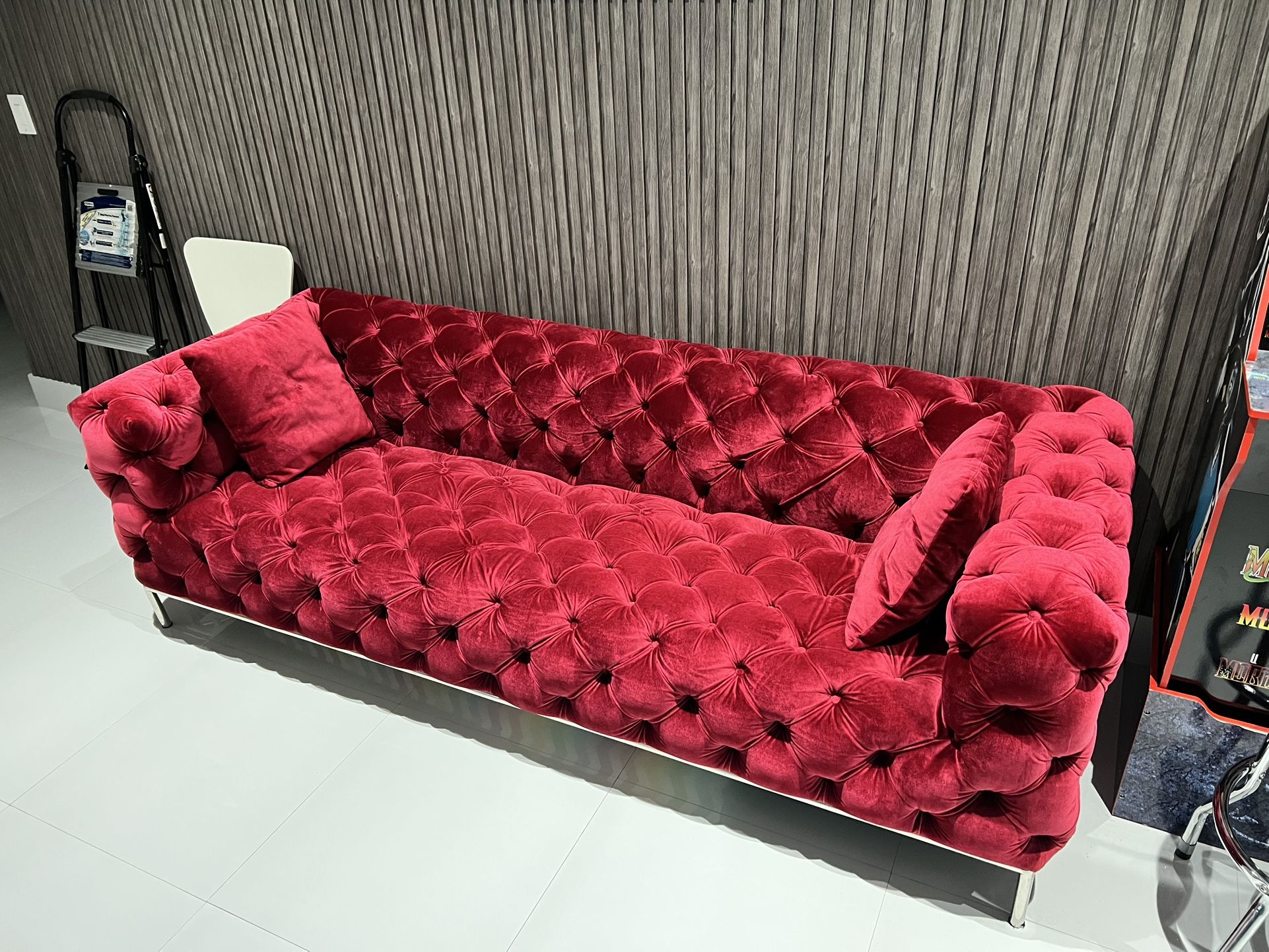 Sleek, modern, Red couch