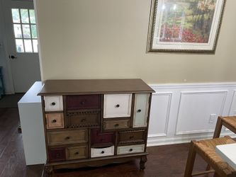 Industrial Painted Accent Cabinet with Drawers Solid Wood Chest - Dark Khaki