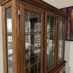 Vanity  Beautiful Wood/Glass. 2 Shelves, 3 Openings.