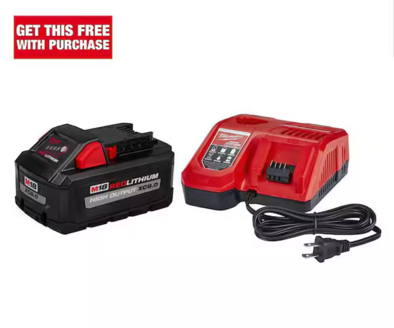 M18 18-Volt Lithium-Ion HIGH OUTPUT Starter Kit with XC 8.0Ah Battery and Rapid Charger 1.1k