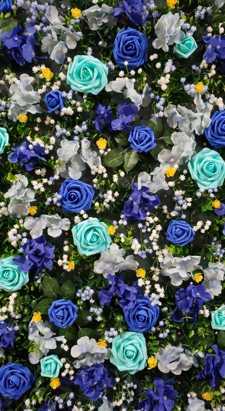 Flower Backdrop, Flower Panel Wall Decor, Blue Flower Baby Shower/Wedding/Baptism Party Wall Decor