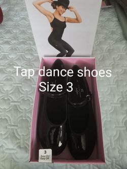 New girls size 3 black patent dance shoes tap new