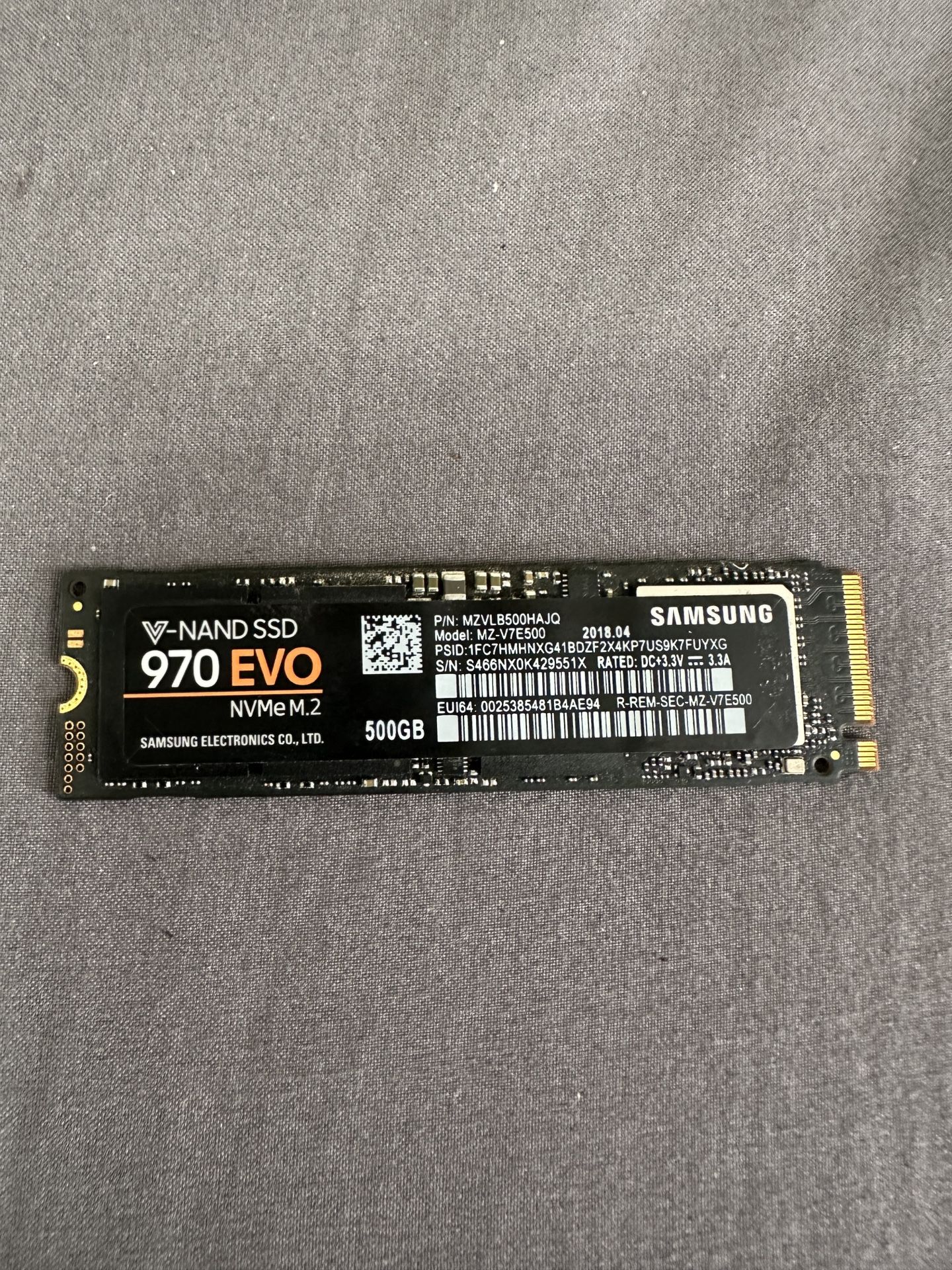 Samsung 970 Evo NVMe SSD 500gb
