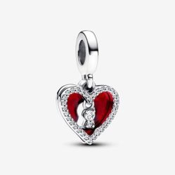  Pandora Red Heart 8amp: Keyhole Double Dangle Charm