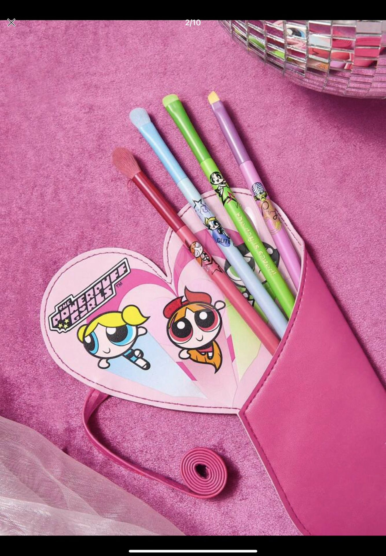 PowerPuff Makeup Brushes With Carrying Case 