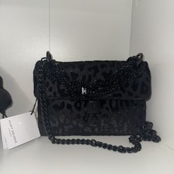 Kurt Geiger Black Glitter Leopard Bag 