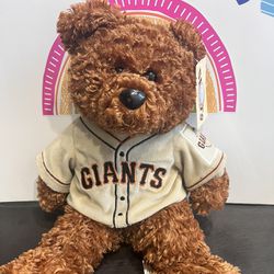 MLB AUTHENTIC  MERCHANDISE PLUSH BEAR WITH HIS AUTHENTIC GIANTS SHIRT ON!  BRAND NEW WITH TAGS