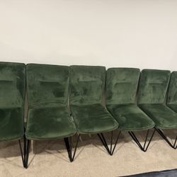 Green Suede Dining Chairs (6)