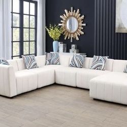 Brand New White microfiber Sectional Sofa Couch 