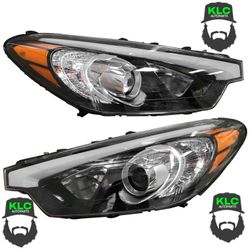 For 2014 2015 2016 Kia Forte EX LX & Forte Koup Headlight Assembly Halogen With Bulbs Left Right Pair