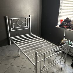 White Metal Twin Bed Frame