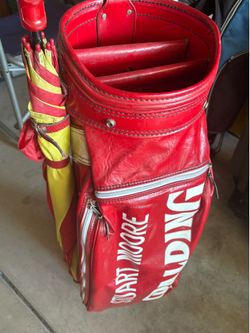 Leather golf bag with matching umbrella