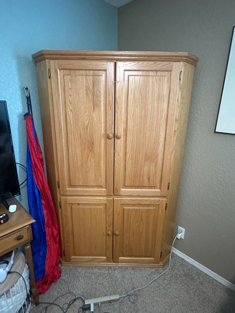 Corner Armoire Solid Oak