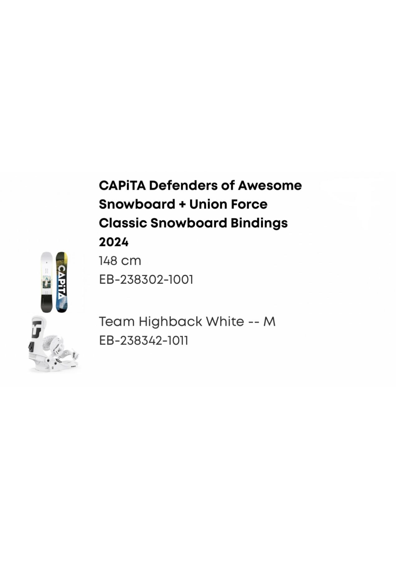 CAPITA Snowboard UNION Bindings BURTON Boots