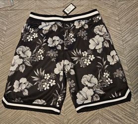 Black Floral Mesh Basketball Shorts