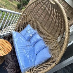 Like-New Outdoor Rattan Egg Loveseat + Side Table – Paid $600, Yours for Less!