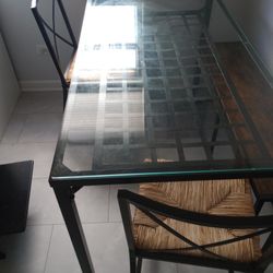 IKEA Glass And Metal Kitchen Table w 4 Chairs (NO bench)