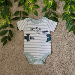 Baby Boy Striped Puppy Onesie (0-3 Months)