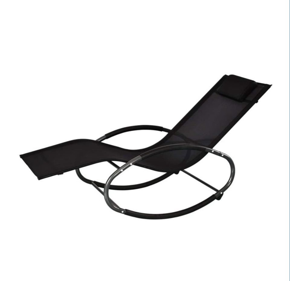 YOLANDA DIRECT Patio Rocking Chair Lounge Chair, with Detachable Headrest Pillow, Breathable Texteline Farbic, Zero Gravity Rocking Chaise, for Indoor