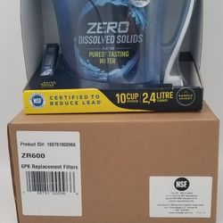 ZERO WATER 5 Stage 10 Cup 2,4 Litre Water Filter with 6 Additional Filters.