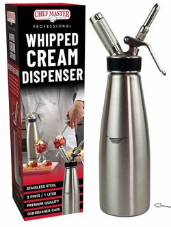 Chef Master 1 Liter Stainless Steel Whipped Cream Dispenser