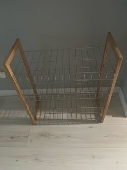 4-Tier Wood and metal shoe rack