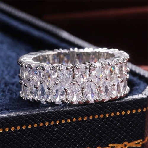 "Round Full Zircon Stone Dazzling Luxury Finger Rings for Women, PD121
