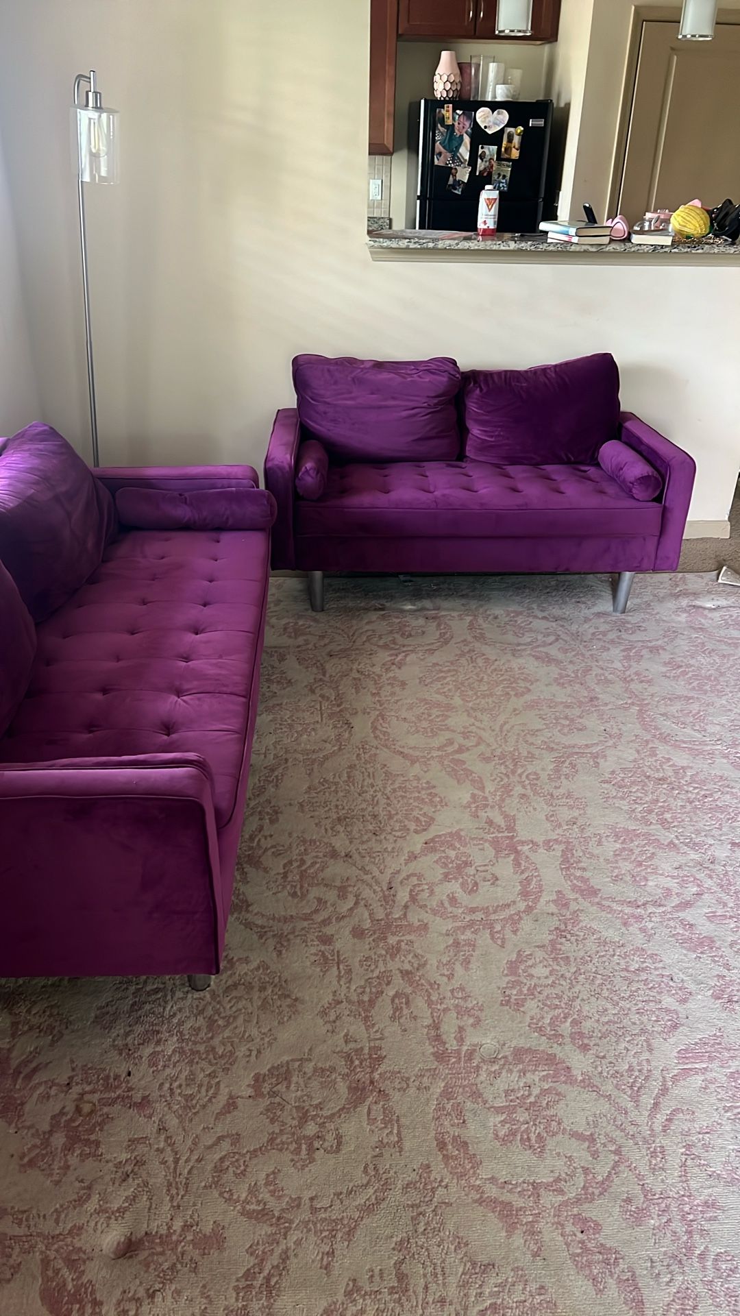 Purple Couch & Love Seat Set