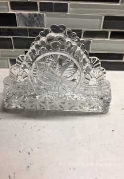 German Red Bird crystal table napkin holder