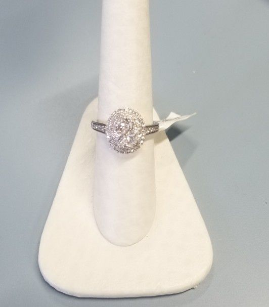 14K 7/8 CT Diamond Wedding Engagement Ring Anillo De Mujer Oro Blanco Diamantes Compromiso 