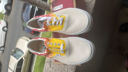 Flamed White Vans