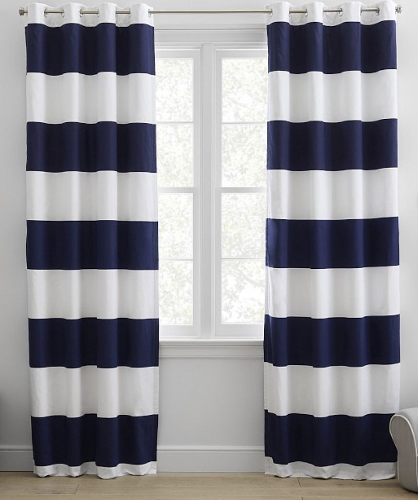 Pottery barn Preppy Rugby Stripe Cotton Grommet Blackout Curtain