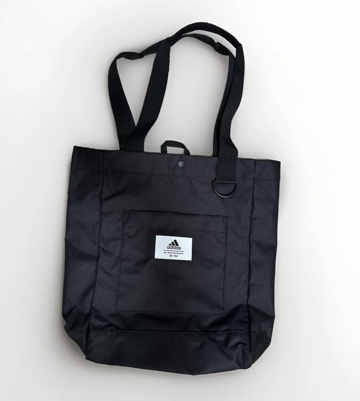 Adidas everyday black tote bag with zip pocket and adjustable straps