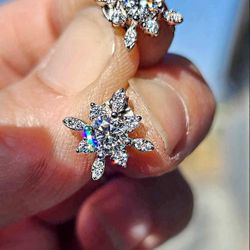 0.5 Carat Moissanite 18kt White Gold Plated Sterling Silver Earrings.