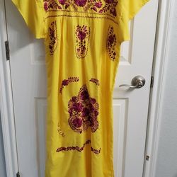Yellow Mexican Dress Size M