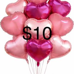 24pcs Heart Foil Balloons Love Pink CandyPink HotPink18 Inch Mylar Heart Shape Balloon Valentine Day Decoration Backdrop Balloon Wall Romantic Night P