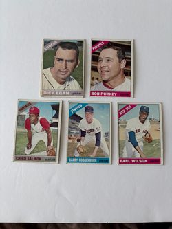 5 Different 1966  Topps Baseball Cards High 7th Series With Short Print