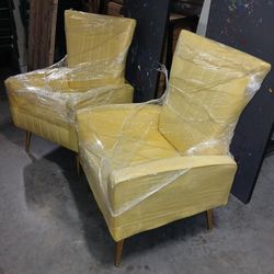 **TWO YELLOW ACCENT CHAIRS