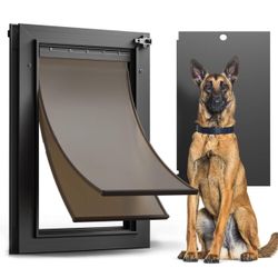 All Aluminum Dog Door for Exterior Door, Large, Heavy Duty Pet Door, Large up to 110lbs