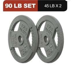 Signature Fitness 2-Inch Cast Iron Weight Plates – Olympic Barbell Plates for Strength and Resistance training 