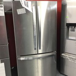 New Scratch Mad Dent Whirlpool 25.2 Cu Ft Stainless Steel French Door Fridge. 1 year Warranty