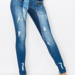 AP Blue Women's High Waisted Multi Panel Tone Skinny Jeans Size 15 W29 L29