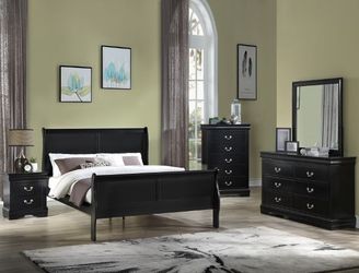 Bedroom set 4 pc Queen size Black  finish, New Especial price 