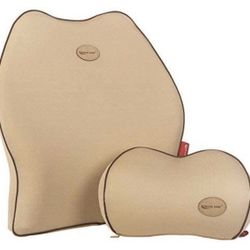 Car Lumbar Support Back Cushion & Headrest Neck Pillow Kit for Seat Cushion Memory Foam Erognomic Design Universal Fit for Car Seat with Back Pain Re