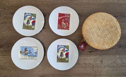 Pottery Barn 8"  Aloha Coctail Plates